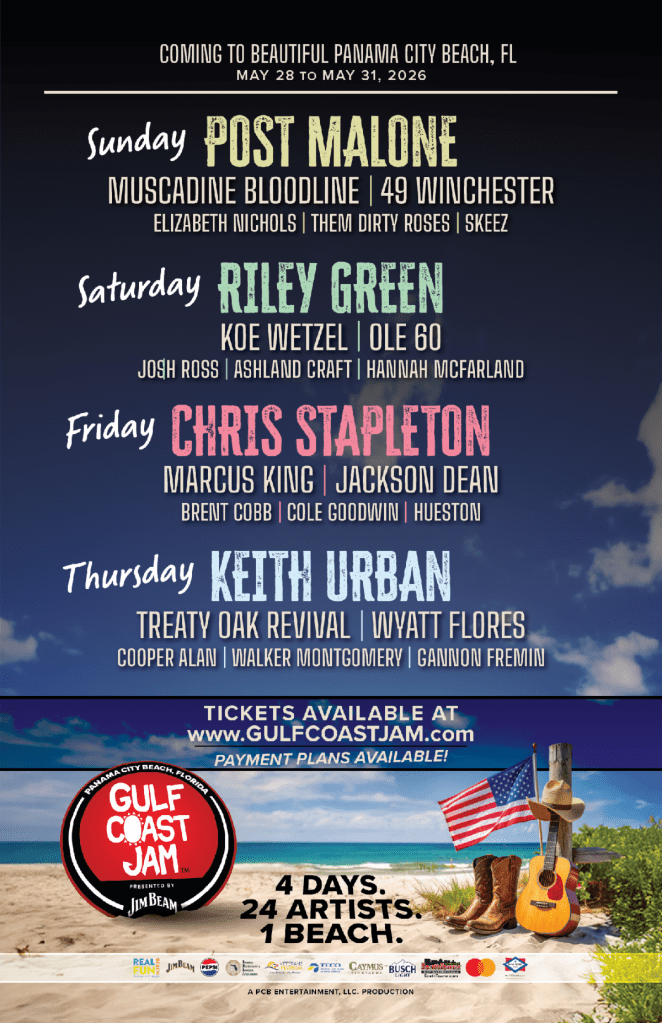 Full Lineup of 2026 Gulf Coast Jam Panama City Beach